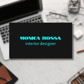 Professionele Eenvoudige Moderne Neon Blauw Zwart Visitekaartje