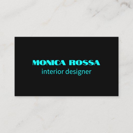 Professionele Eenvoudige Moderne Neon Blauw Zwart Visitekaartje (Voorkant)