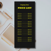 Professionele Eenvoudige Moderne Neon Gele Prijsli Menu
