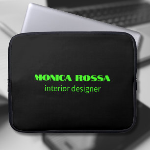 Professionele Eenvoudige Moderne Neon Groen Zwart Laptop Sleeve