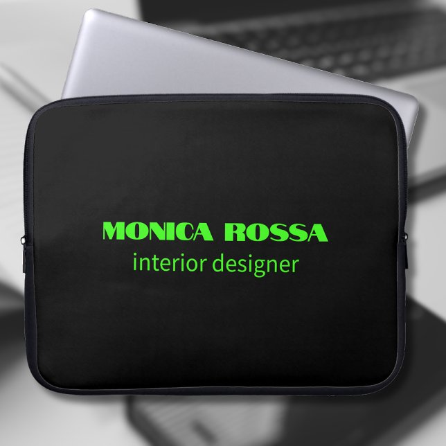 Professionele Eenvoudige Moderne Neon Groen Zwart Laptop Sleeve (Creator heeft geüpload)