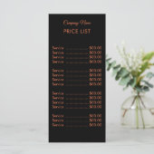 Professionele Eenvoudige Moderne Neon Koraal Prijs Menu (Staand voorkant)