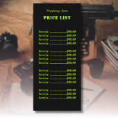 Professionele eenvoudige moderne Neon Limoen prijs Menu