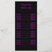 Professionele eenvoudige moderne Neon Magenta prij Menu (Voorkant)