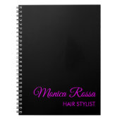Professionele Eenvoudige Moderne Neon Magenta Zwar Notitieboek (Voorkant)