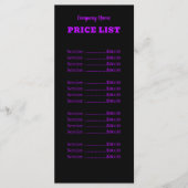Professionele Eenvoudige Moderne Neon Paarse Prijs Menu (Voorkant)