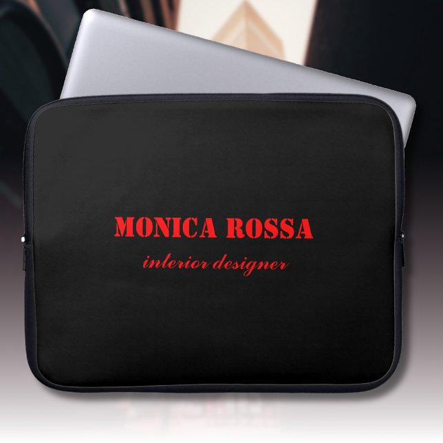 Professionele Eenvoudige Moderne Neon Rood Zwart Laptop Sleeve (Creator heeft geüpload)
