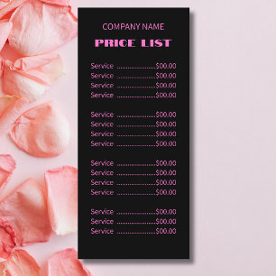 Professionele Eenvoudige Moderne Neon Roze Prijsli Menu