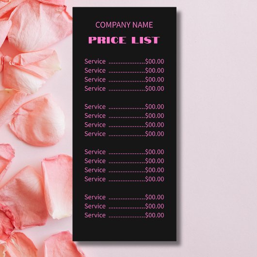Professionele Eenvoudige Moderne Neon Roze Prijsli Menu