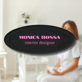 Professionele Eenvoudige Moderne Neon Roze Zwart Naambadge