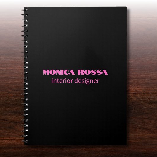 Professionele Eenvoudige Moderne Neon Roze Zwart Notitieboek