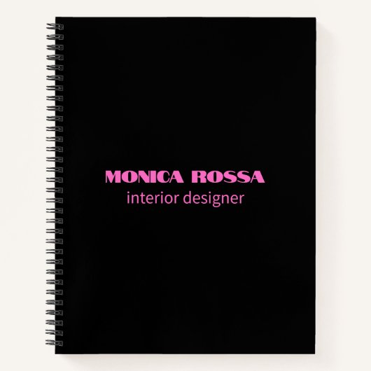 Professionele Eenvoudige Moderne Neon Roze Zwart Notitieboek (Voorkant)