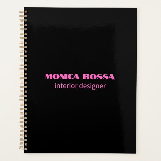 Professionele Eenvoudige Moderne Neon Roze Zwart Planner (Voorkant)