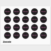 Professionele Eenvoudige Moderne Neon Roze Zwart Ronde Sticker (Vel)