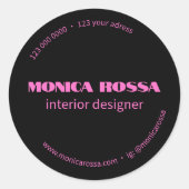 Professionele Eenvoudige Moderne Neon Roze Zwart Ronde Sticker (Voorkant)