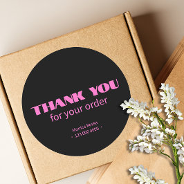 Professionele Eenvoudige Moderne Neon Roze Zwart Ronde Sticker