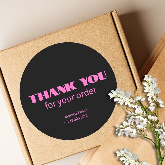 Professionele Eenvoudige Moderne Neon Roze Zwart Ronde Sticker