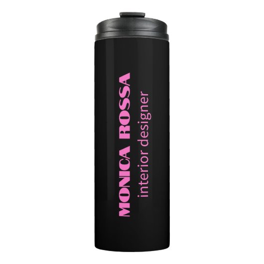 Professionele Eenvoudige Moderne Neon Roze Zwart Thermosbeker (Voorkant)