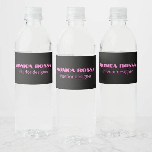 Professionele Eenvoudige Moderne Neon Roze Zwart Waterfles Etiket (Flessen)