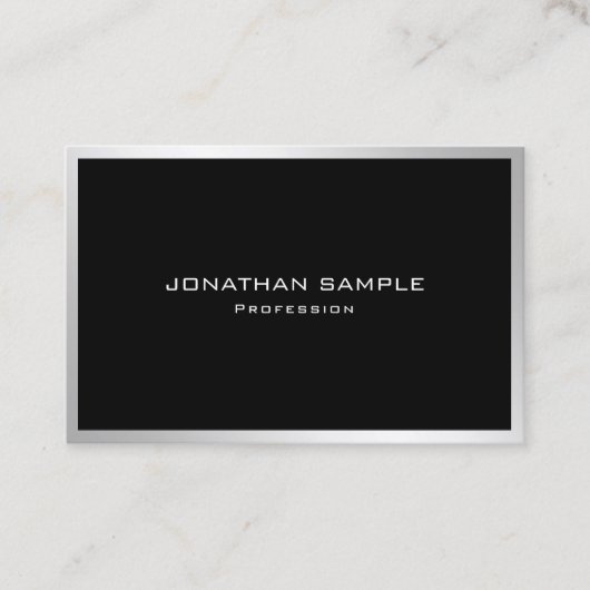 Professionele Eenvoudige Plain Elegant Modern Zilv Visitekaartje (Voorkant)