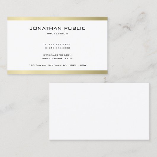 Professionele, eenvoudige, platte, goudkleurige vo visitekaartje (Voorkant / Achterkant)