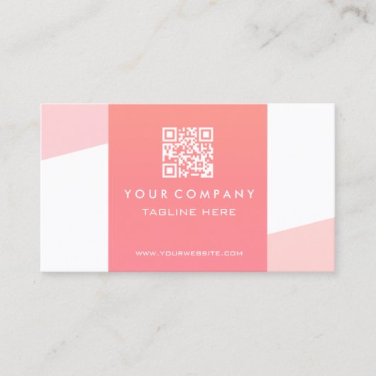 Professionele Eenvoudige QR Code Koraal Geometrisc Visitekaartje (Voorkant)