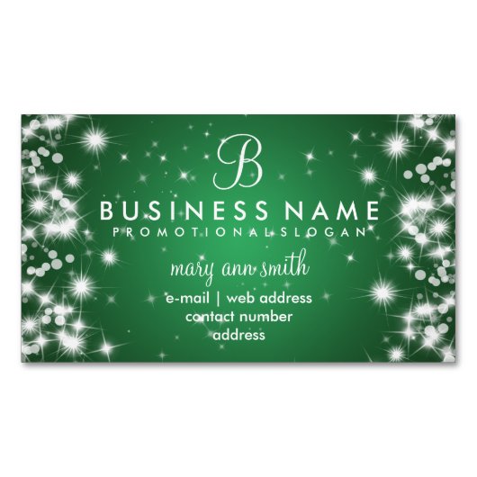 Professionele eenvoudige reservemonogram groen magnetisch visitekaartje (Voorkant)