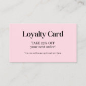 Professionele Eenvoudige Roze Klantenkaart Zakelij Visitekaartje (Achterkant)