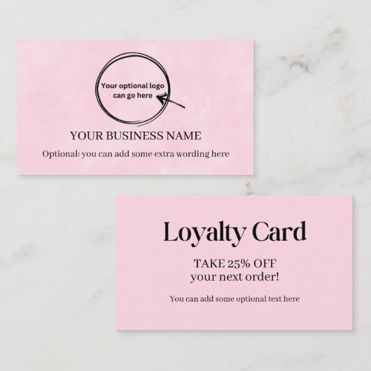 Professionele Eenvoudige Roze Klantenkaart Zakelij Visitekaartje (Voorkant / Achterkant)