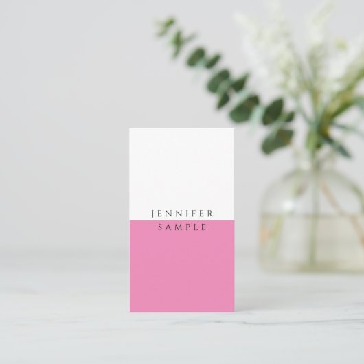 Professionele Eenvoudige Sjabloon Elegant Hot Pink Visitekaartje (Staand voorkant)
