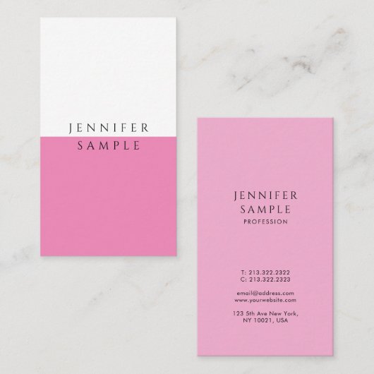 Professionele Eenvoudige Sjabloon Elegant Hot Pink Visitekaartje (Voorkant / Achterkant)