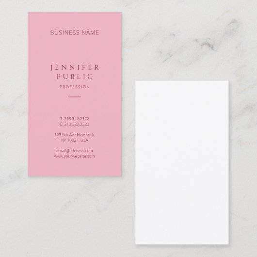 Professionele eenvoudige Sjabloon elegante roze mo Visitekaartje (Voorkant / Achterkant)