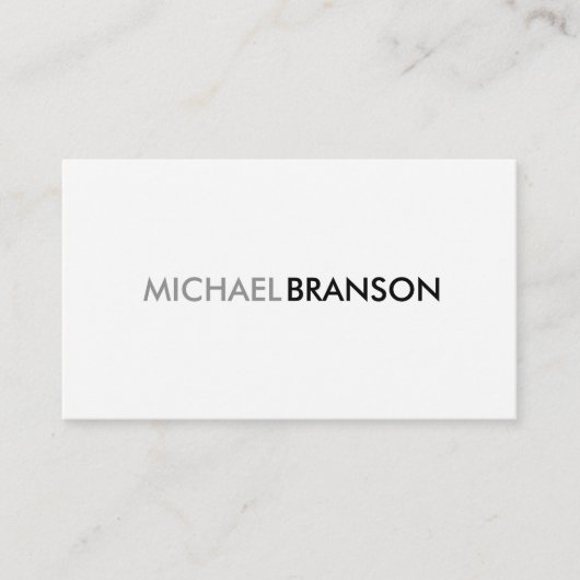 Professionele, eenvoudige WHITE-minimalist Visitekaartje (Voorkant)