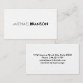 Professionele, eenvoudige WHITE-minimalist Visitekaartje (Voorkant / Achterkant)