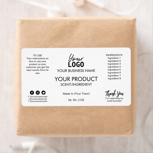 Professionele eenvoudige witte etiketten met produ (Insitu)