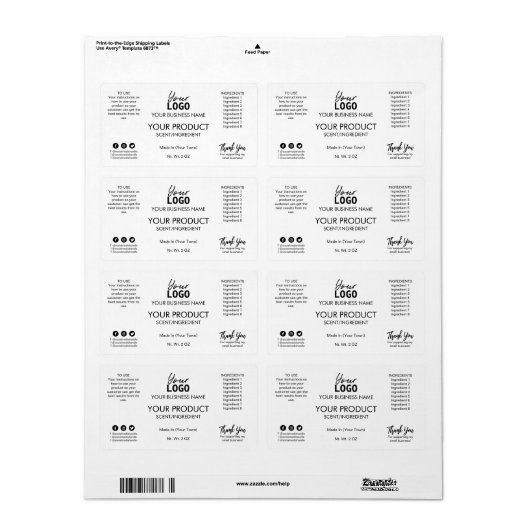 Professionele eenvoudige witte etiketten met produ (Full Sheet)