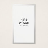 Professionele, eenvoudige, witte, zilver rand visitekaartje (Voorkant)