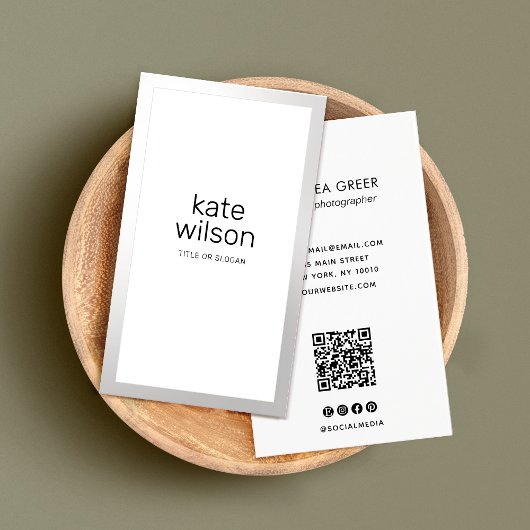 Professionele, eenvoudige, witte, zilver rand visitekaartje