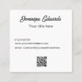 Professionele Eenvoudige Zwart Wit Foto QR Code Vierkante Visitekaartje (Achterkant)