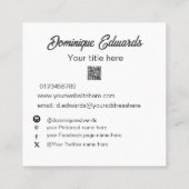 Professionele Eenvoudige Zwart Wit Foto Sociale Me Vierkante Visitekaartje (Achterkant)