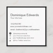 Professionele eenvoudige zwarte en witte sociale m vierkante visitekaartje (Achterkant)