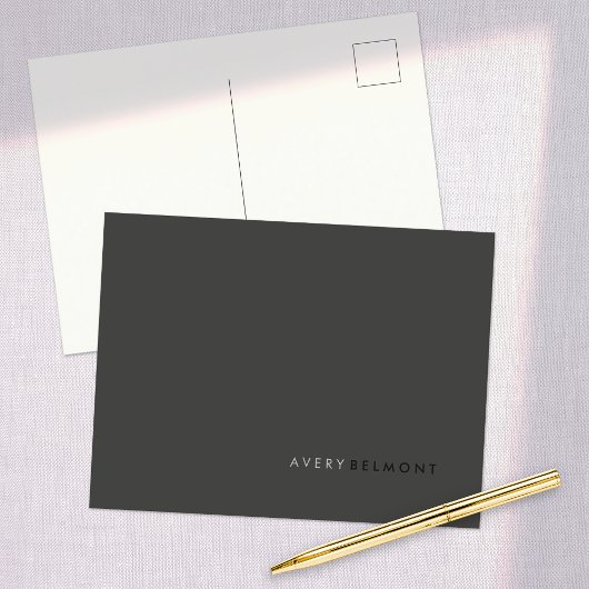 Professionele, eenvoudige zwarte minimalist briefkaart