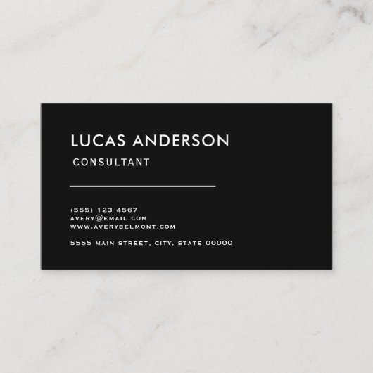 Professionele, eenvoudige zwarte minimalist visitekaartje (Voorkant)