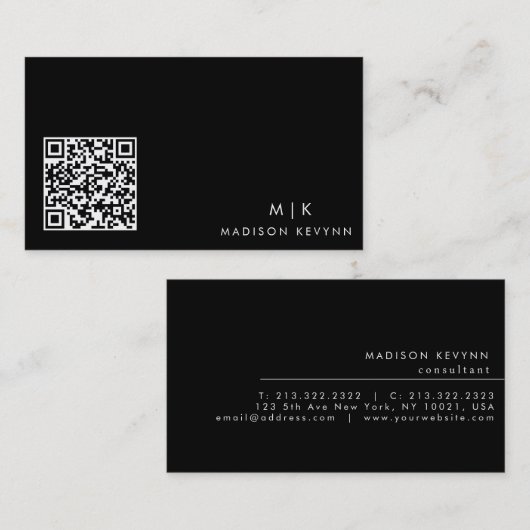 Professionele, eenvoudige zwarte minimalist visitekaartje (Voorkant / Achterkant)