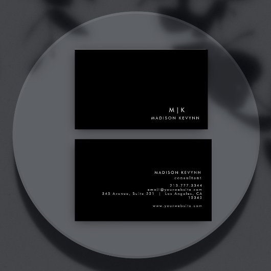 Professionele, eenvoudige zwarte minimalist visitekaartje