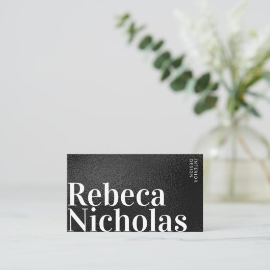 Professionele, eenvoudige zwarte minimalist visitekaartje (Staand voorkant)