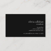 Professionele, eenvoudige zwarte minimalist visitekaartje (Achterkant)