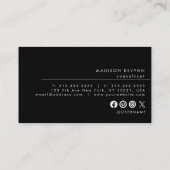 Professionele, eenvoudige zwarte minimalist visitekaartje (Achterkant)