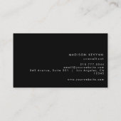 Professionele, eenvoudige zwarte minimalist visitekaartje (Achterkant)