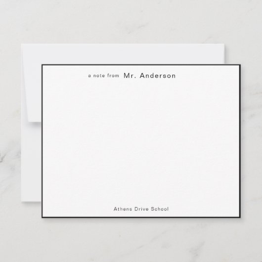 Professionele Eenvoudige Zwarte rand Leraren plat Notitiekaartje (Voorkant)